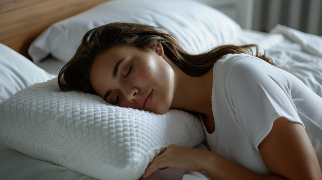cb23 side sleeper a photo of a model on a pillow with a proper 92e490df b45d 43b6 be65 c012c64a94ec 枕頭高度多高比較好? 如何挑選適合自己的枕頭