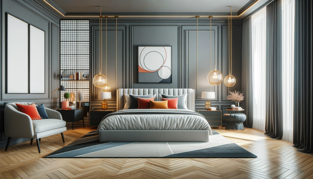 DALL·E 2024 01 25 19.09.24 Create a realistic high quality image of a bedroom decorated in modern style. The room should feature a sleek fashionable design with streamlined fu 2026 年流行臥室裝潢風格與床單顏色，助您美化空間，提升生活品質