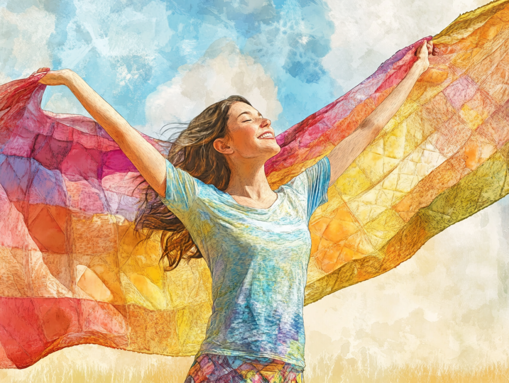 cb23 a young woman with t shirt waves a cool quilt for summer h d8c94229 e9bf 4cf1 8b22 2b37fead7d2b 2025 涼被推薦 TOP 5：炎炎夏日必備的涼感寢具